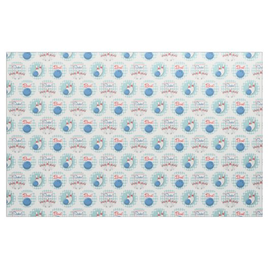 Retro Bowling Pattern Bowling Ball Pins Stof (Fat Quarter)
