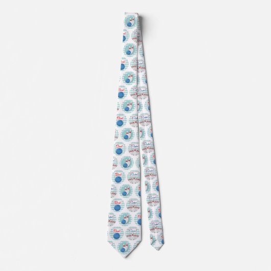 Retro Bowling Pattern Bowling Ball Pins Stropdas (Voorkant)
