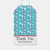 Retro Bowling Pins Birthday Party Dank je cadeau Cadeaulabel (Achterkant)