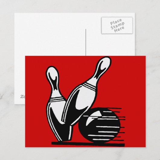 Retro Bowling Pins  Briefkaart (Voorkant / Achterkant)
