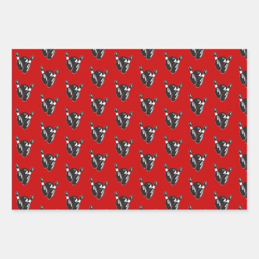 Retro Bowling Pins en Ball Inpakpapier Vel (Voorkant 3)