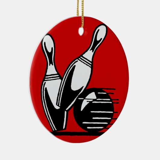 Retro Bowling Pins Keramisch Ornament (Rechts)