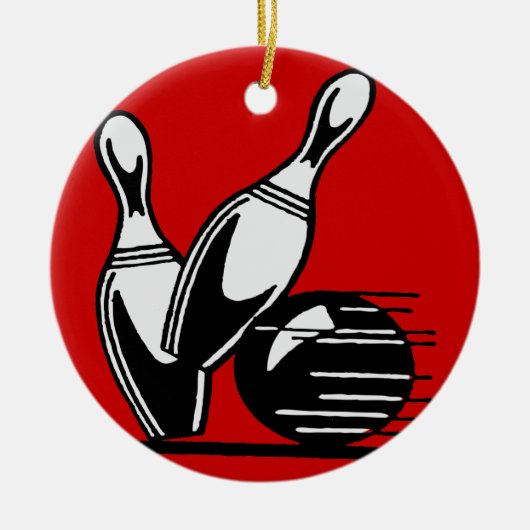 Retro Bowling Pins Keramisch Ornament (Voorkant)