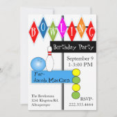 Retro Bowling Sign Birthday Uitnodiging (Voorkant)