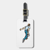 Retro Bowling Speler Die Bal Gooit Bagagelabel (Voorkant verticaal)