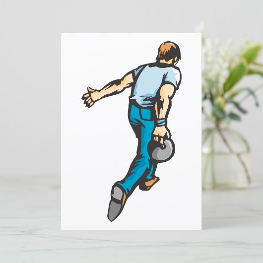 Retro Bowling Speler Die Bal Gooit Kaart