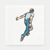 Retro Bowling Speler Die Bal Gooit Servet (Voorkant)