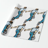 Retro Bowling Speler Werpt Bal Cadeaupapier (Uitgerold)
