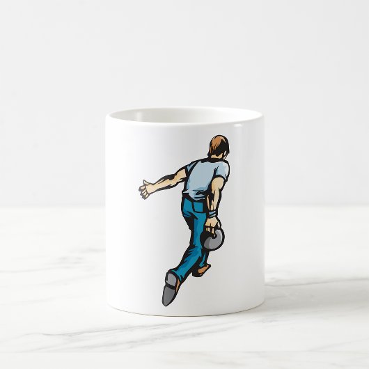 Retro Bowling Speler Werpt Bal Koffiemok