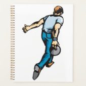 Retro Bowling Speler Werpt Bal Planner (Voorkant)