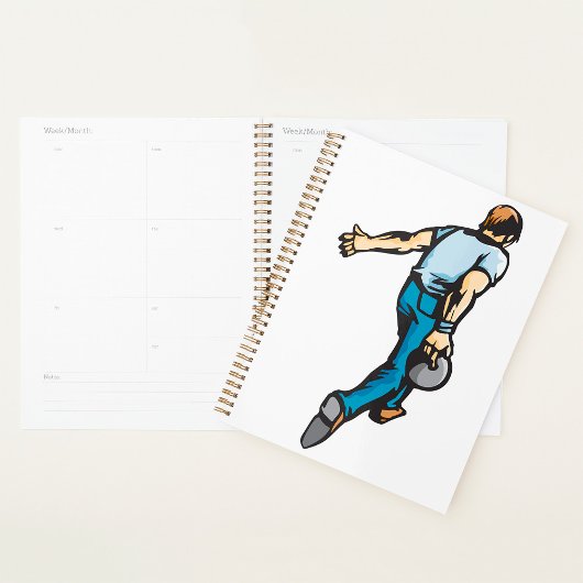 Retro Bowling Speler Werpt Bal Planner
