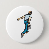 Retro Bowling Speler Werpt Bal Ronde Button 7,6 Cm (Voorkant)
