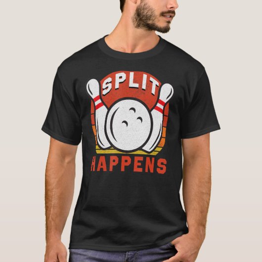 Retro Bowling Split gebeurt bij Bowling-Gezegden T-shirt (Voorkant)