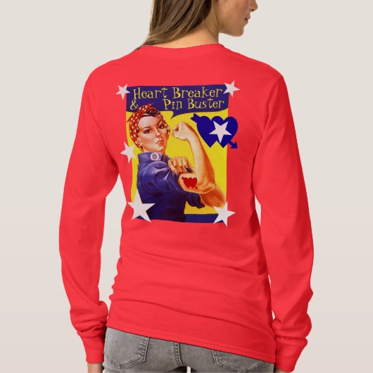 Retro Bowling Style Shirt Rosie The Riveter Heart (Achterkant)
