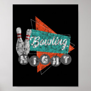 Retro Bowling T-shirt Heren Dames Vintage Bowling  Poster