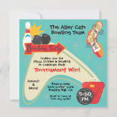 Retro Bowling Team Competitie Feest Kaart (Voorkant)
