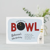 Retro  Bowling Theme Birthday Party Folie Uitnodiging (Staand Voorkant)