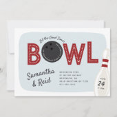 Retro Bowling Theme Engagement Party Kaart (Voorkant)