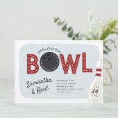 Retro Bowling Theme Engagement Party Kaart (Staand voorkant)