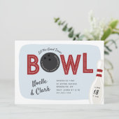 Retro  Bowling Theme Rehearsal Dinner Kaart (Staand voorkant)