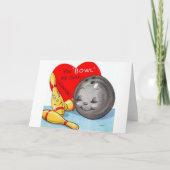 Retro Bowling Valentijnsdag Kaart (Voorkant)