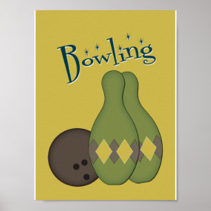 Retro Bowling van 50 s Poster
