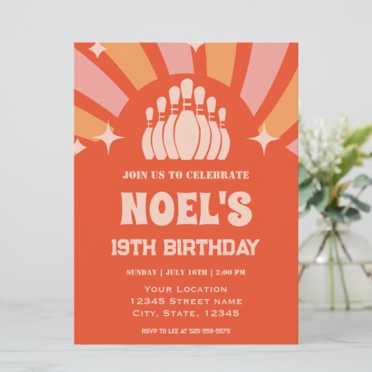 Retro  Bowling Verjaardag Kaart (Staand voorkant)