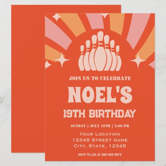 Retro  Bowling Verjaardag Kaart (Voorkant / Achterkant)