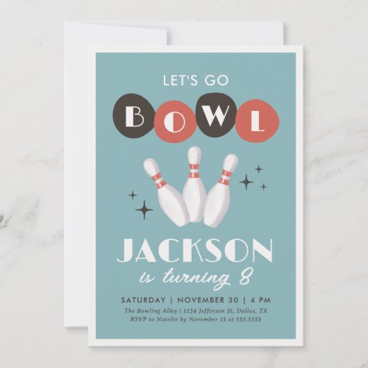 Retro Bowling Verjaardag Kaart (Voorkant)