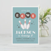 Retro  Bowling Verjaardag Kaart (Staand voorkant)