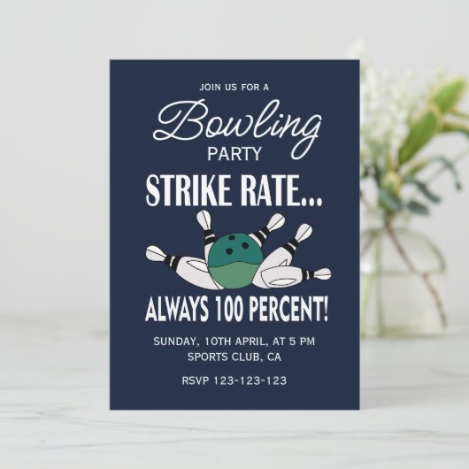 Retro Bowling Verjaardagsfeest Kaart (Staand voorkant)