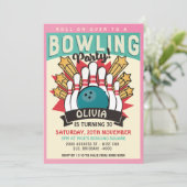 Retro Bowling Verjaardagsfeestje Kaart (Staand voorkant)