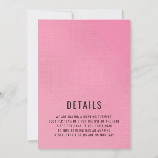 Retro Bowling Verjaardagsfeestje Kaart (Achterkant)