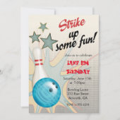 Retro Bowling Verjaardagsuitnodiging Kaart (Voorkant)