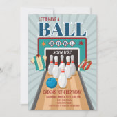 Retro Bowling verjaardagsuitnodiging Kaart (Voorkant)