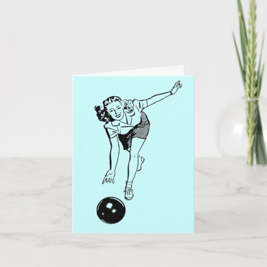 Retro Bowlingspeler Feestdagen Kaart (Voorkant)