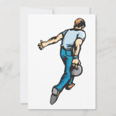 Retro bowlingspeler gooien bal kaart (Voorkant)