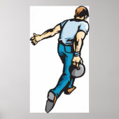 Retro bowlingspeler gooien bal poster (Voorkant)