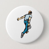 Retro bowlingspeler gooien bal ronde button 7,6 cm (Voorkant)