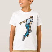 Retro bowlingspeler gooien bal t-shirt (Voorkant)