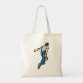 Retro bowlingspeler gooien bal tote bag (Achterkant)