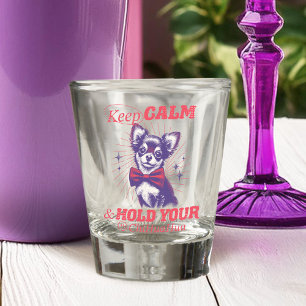 Retro Bowtie Chihuahua Graphic - Blijf kalm Quote Shot Glas