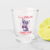 Retro Bowtie Chihuahua Graphic - Blijf kalm Quote Shot Glas (Voorkant)