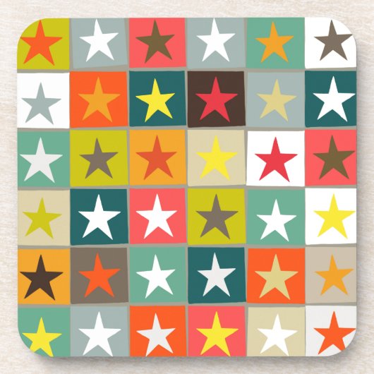 retro boxed sterren drankjes onderzetter (Voorkant)