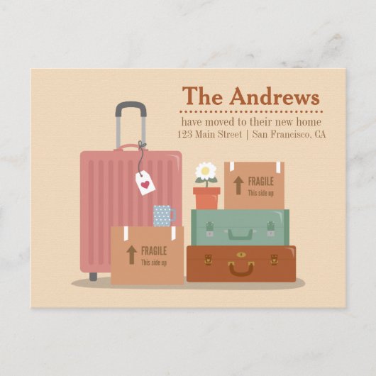 Retro Boxen en Suitcases Nieuwe berichten aan het  Aankondigingskaart (Voorkant)