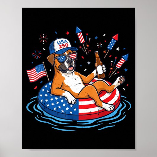 Retro boxer bier usa 250ste verjaardag 4 juli poster (Voorkant)