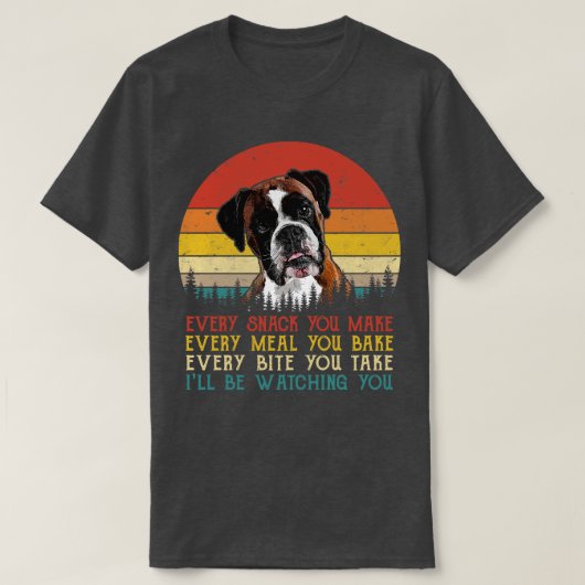 Retro Boxer Elke snack die je maakt Elke maaltijd  T-shirt (Design voorkant)
