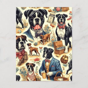 Retro Boxer hond illustratie Briefkaart