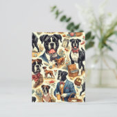 Retro Boxer hond illustratie Briefkaart (Staand voorkant)