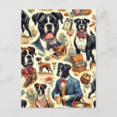 Retro Boxer hond illustratie Briefkaart (Voorkant)